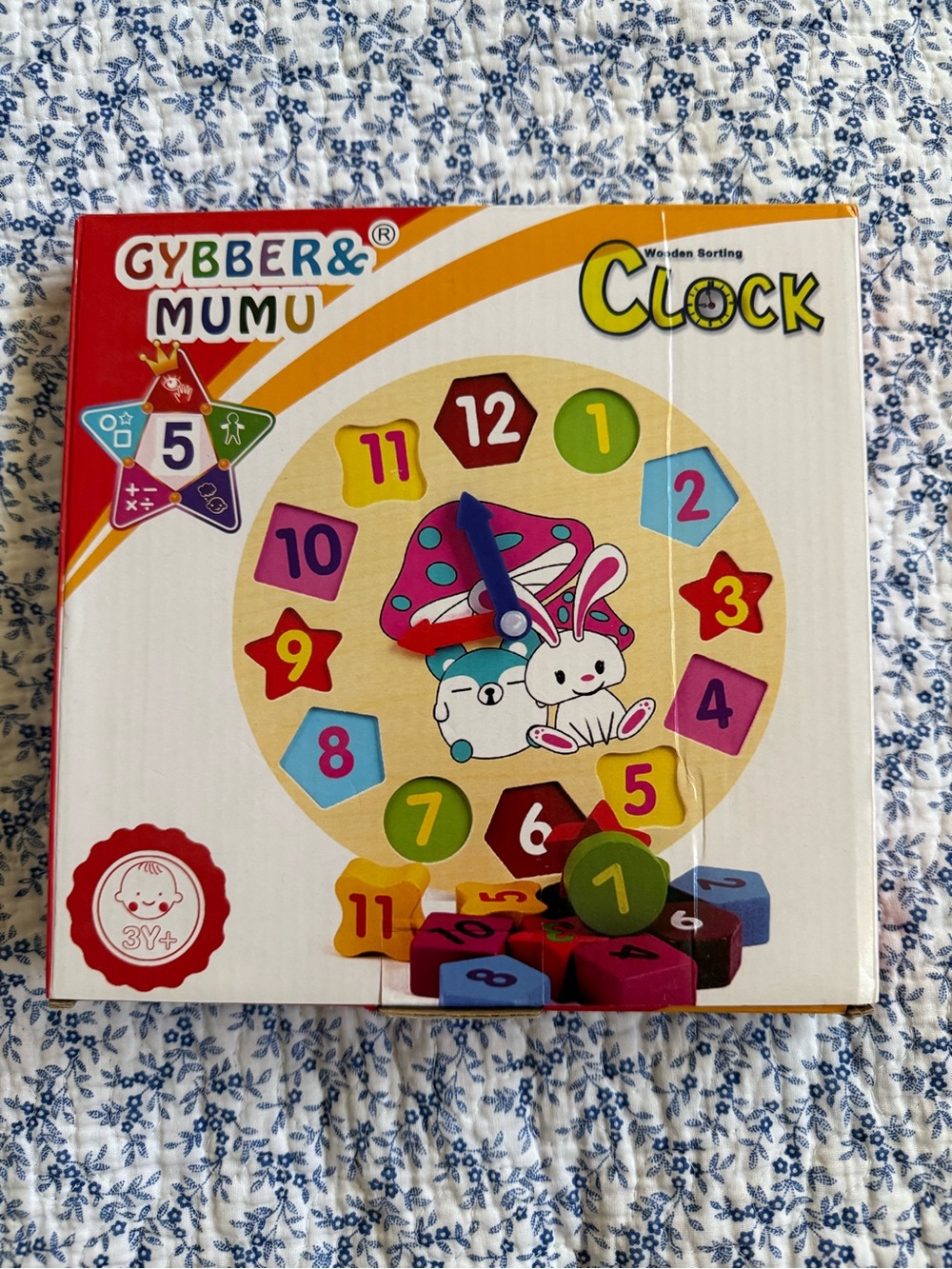 Colorful Wooden Learning Clock Toy - Multicolor